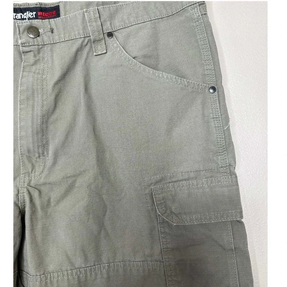 Wrangler Riggs Workwear Mens 40x32 Olive Green Ripstop Cargo Pants 3W060BR